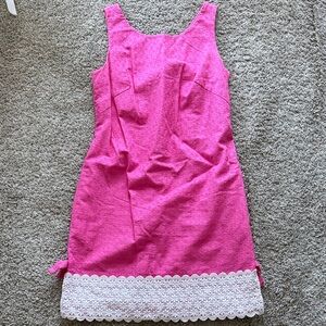 Lilly Pulitzer Pink Mini Dress with White Lace Trim 4